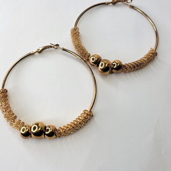 Half Mesh Half Hoop Earrings Bold Statement Earrings - Picture 6 of 8